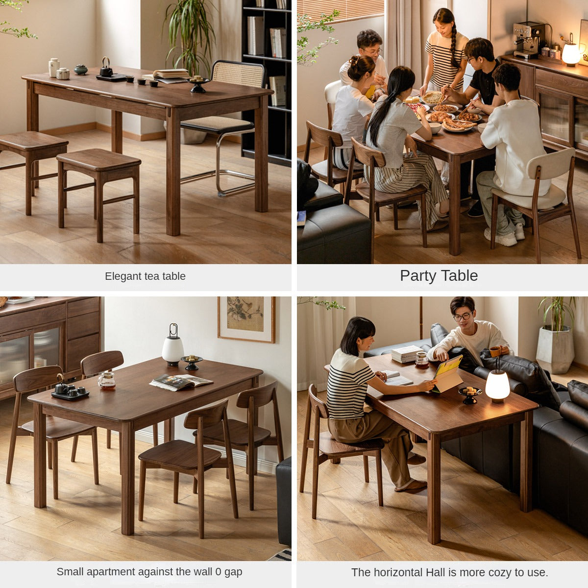 Premium Black Walnut & Ash Solid Wood Dining Table - Handcrafted Rustic Farmhouse Style - Perfect for Family Gatherings, Dinner Parties & Cozy Meals