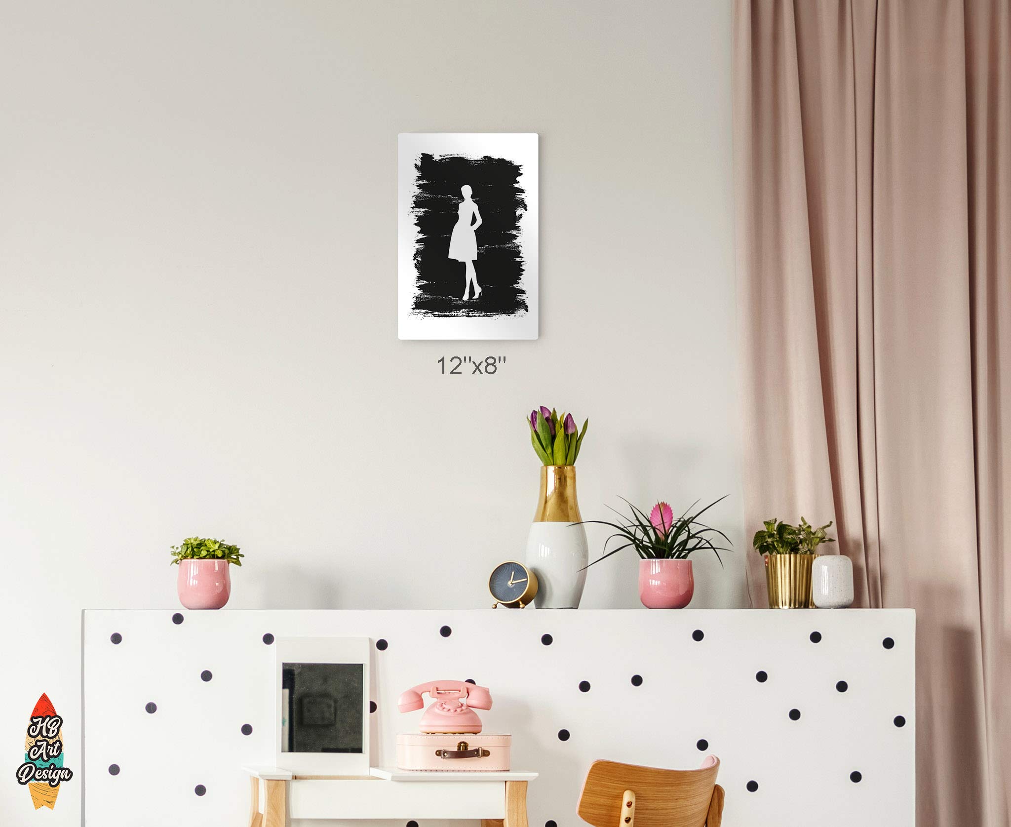 Modern Black & White High Heels Silhouette Painting - Fashion Metal Wall Art Print for Women | Glam Decor for Office, Dorm, Bathroom, Living Room & Bedroom | Ready to Hang 40x30 Inches | Perfect Gift for Fashion Lovers & Home Decor Enthusiasts