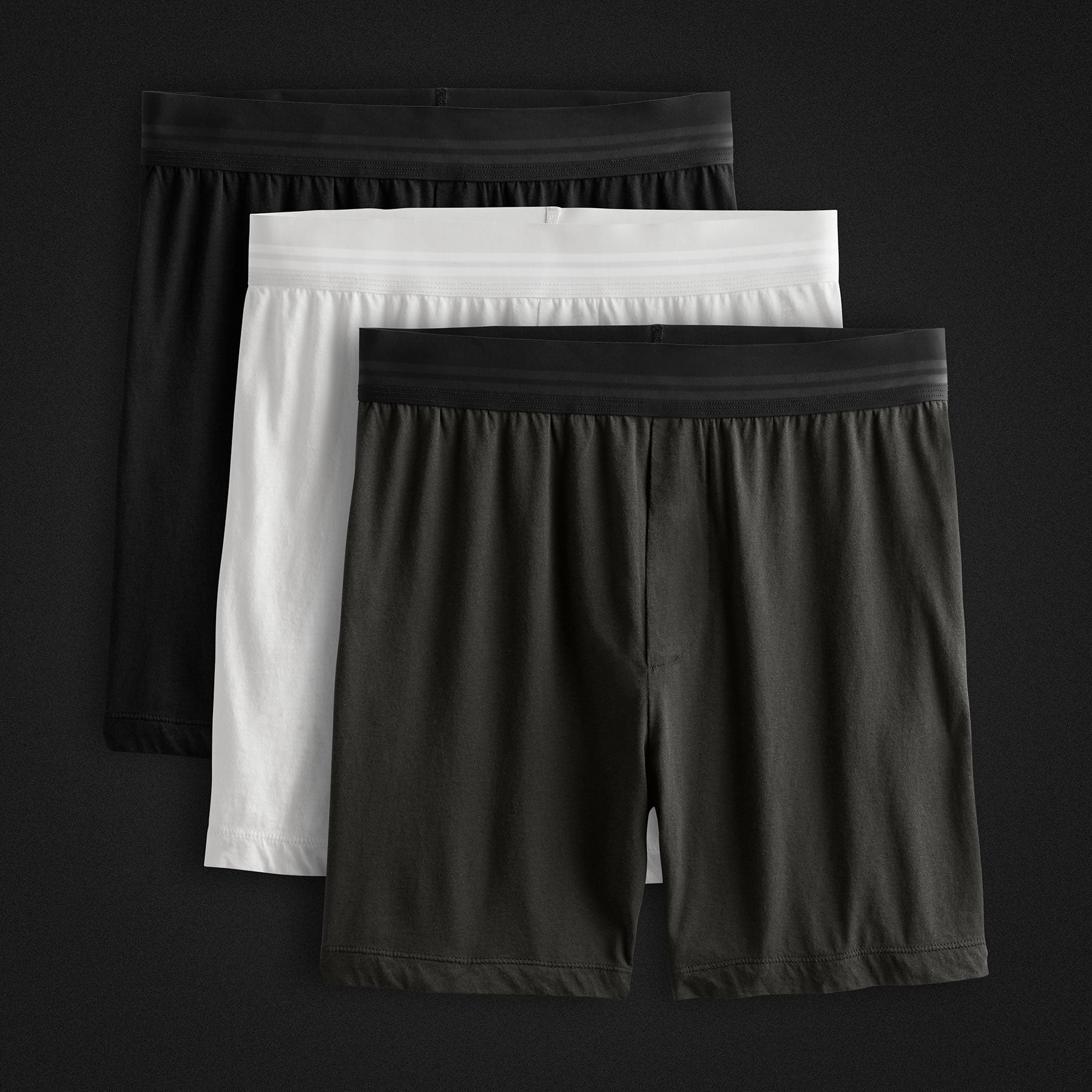 Men's Relaxed Fit Boxer Shorts 3-Pack - Black, White & Carbon - Soft Cotton Underwear for Everyday Comfort & Lounge Wear