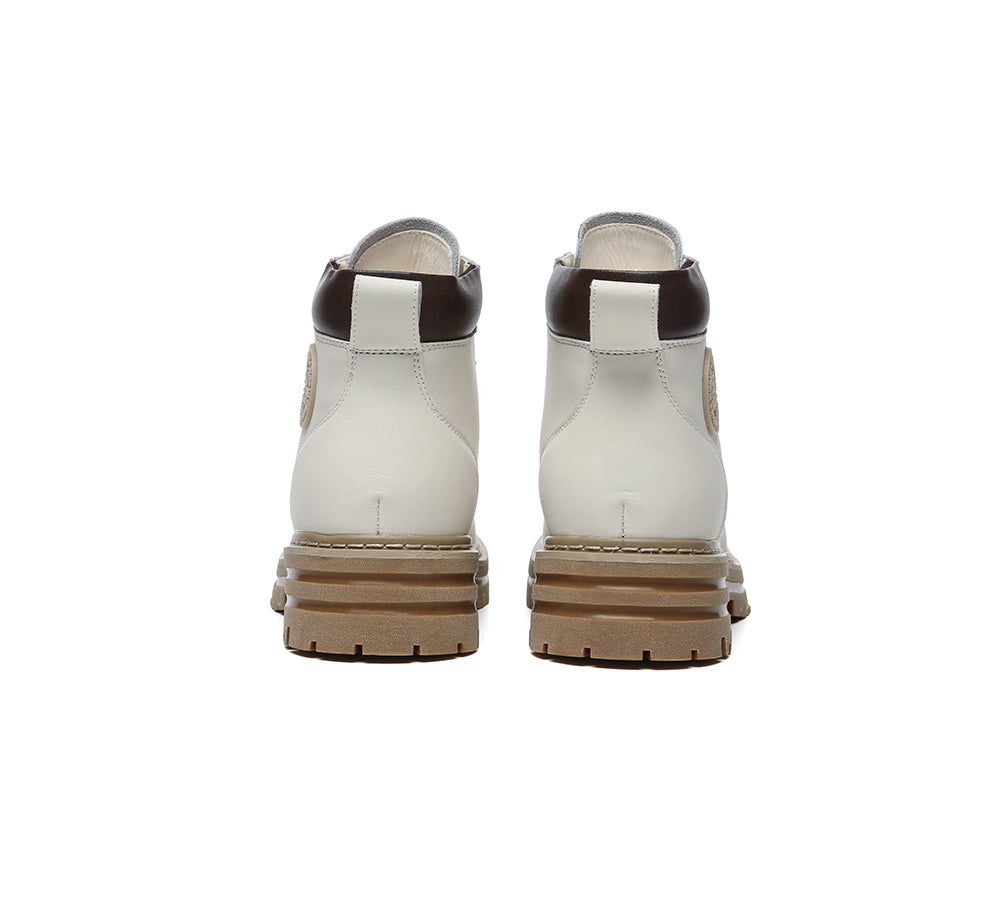 EVERAU® Women's UGG Boots - Genuine Leather & Sheepskin Wool Lace-Up Winter Boots (Aubrey Style) for Cold Weather, Snow, and Outdoor Activities