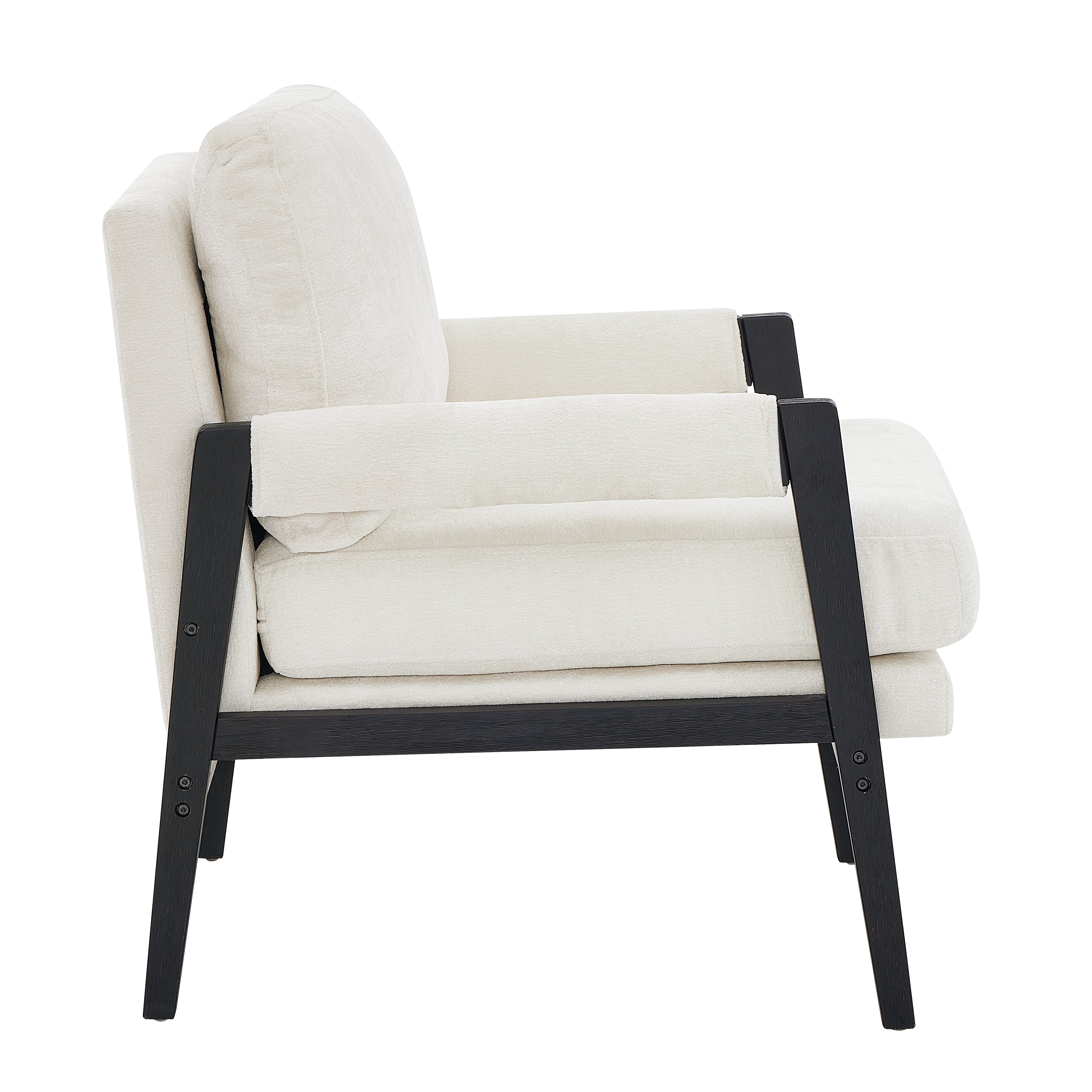 Roundhill Furniture Kelly Mid Century Modern Chenille Upholstered Accent Armchair - Stylish Living Room Chair for Home Office, Lounge & Reading Nook