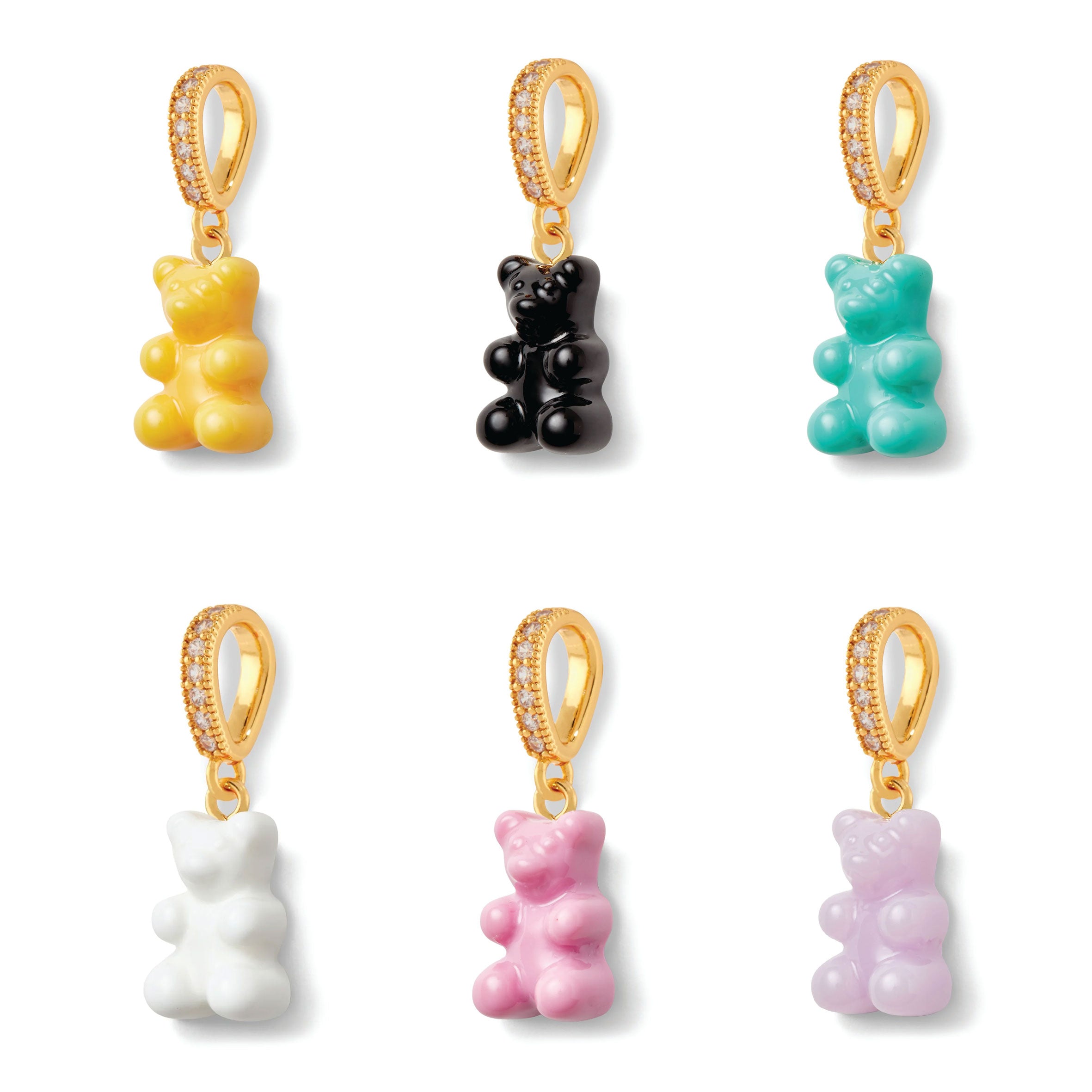 Nostalgia Bear Glossy Pendant Necklace with Crystal Gold Connector - Perfect for Gifts, Anniversary & Everyday Elegant Jewelry