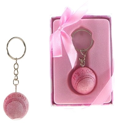 Pink Baby Baseball Keychain - Bulk Pack of 48 - Perfect for Baby Showers, Birthday Party Favors & Team Sports Gifts