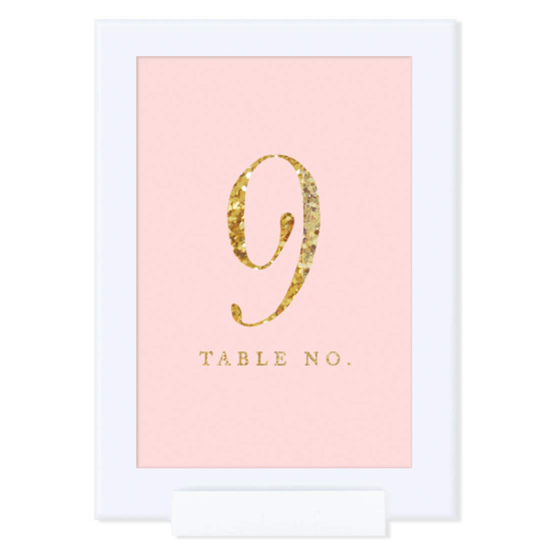 Gold Glitter Framed Table Numbers 9-16 - 4x6 Inch Double-Sided Wedding Seating Cards with Blush Pink Frame - Elegant Reception Decor for Weddings, Parties & Events