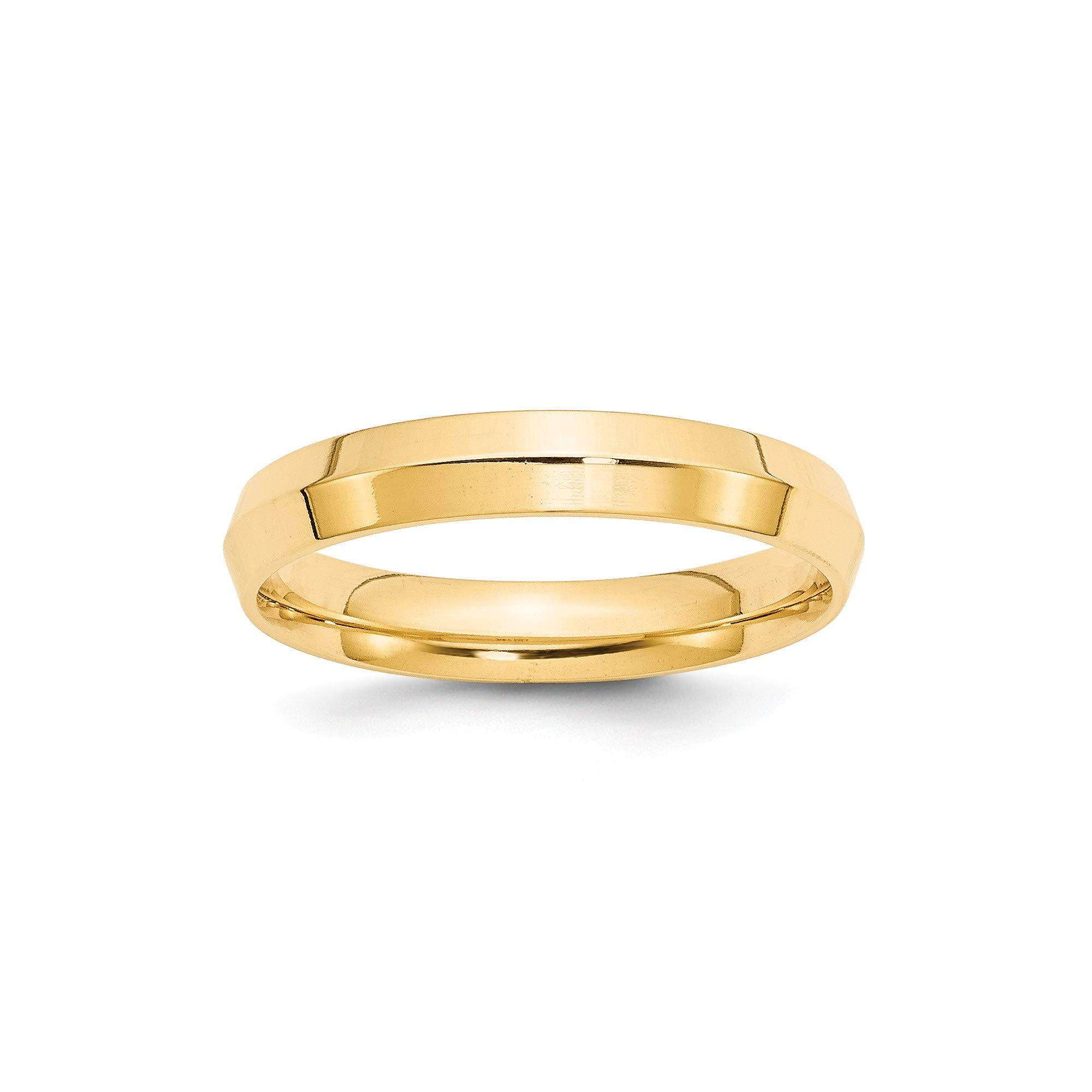 14K Yellow Gold 4mm Knife Edge Comfort Fit Band - Size 7 for Wedding & Anniversary