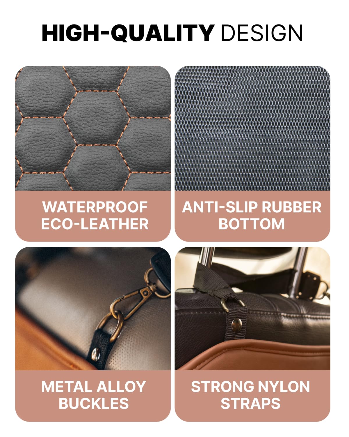 Premium Leather Car Seat Protector for Back Seat - Waterproof & Non-Slip Back Seat Cover for Kids - Car Kick Mat Protects from Scratches & Dirt - Universal Fit for Most Vehicles - Perfect for Family Road Trips & Daily Commutes