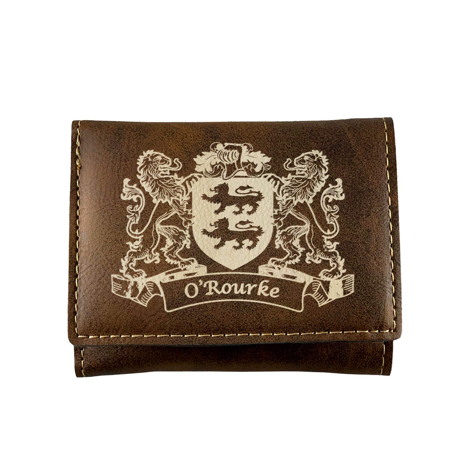 O'Rourke Irish Coat of Arms Genuine Leather Bifold Wallet - Perfect for St. Patrick's Day Gifts & Irish Heritage Celebrations