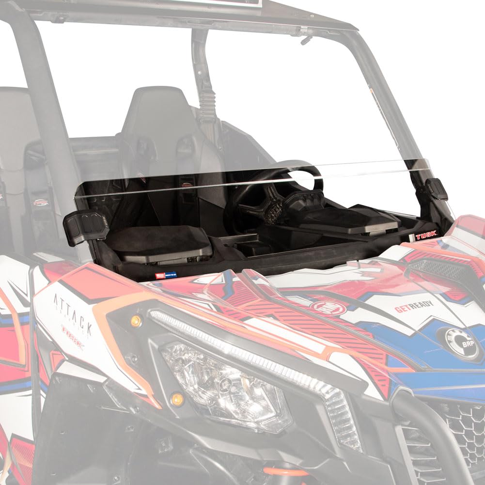 Clear Tusk Removable Half Windshield for CAN-AM Commander 1000 DPS (2021-2022 Models) - Durable Wind Protection for Off-Road Adventures & Trail Riding