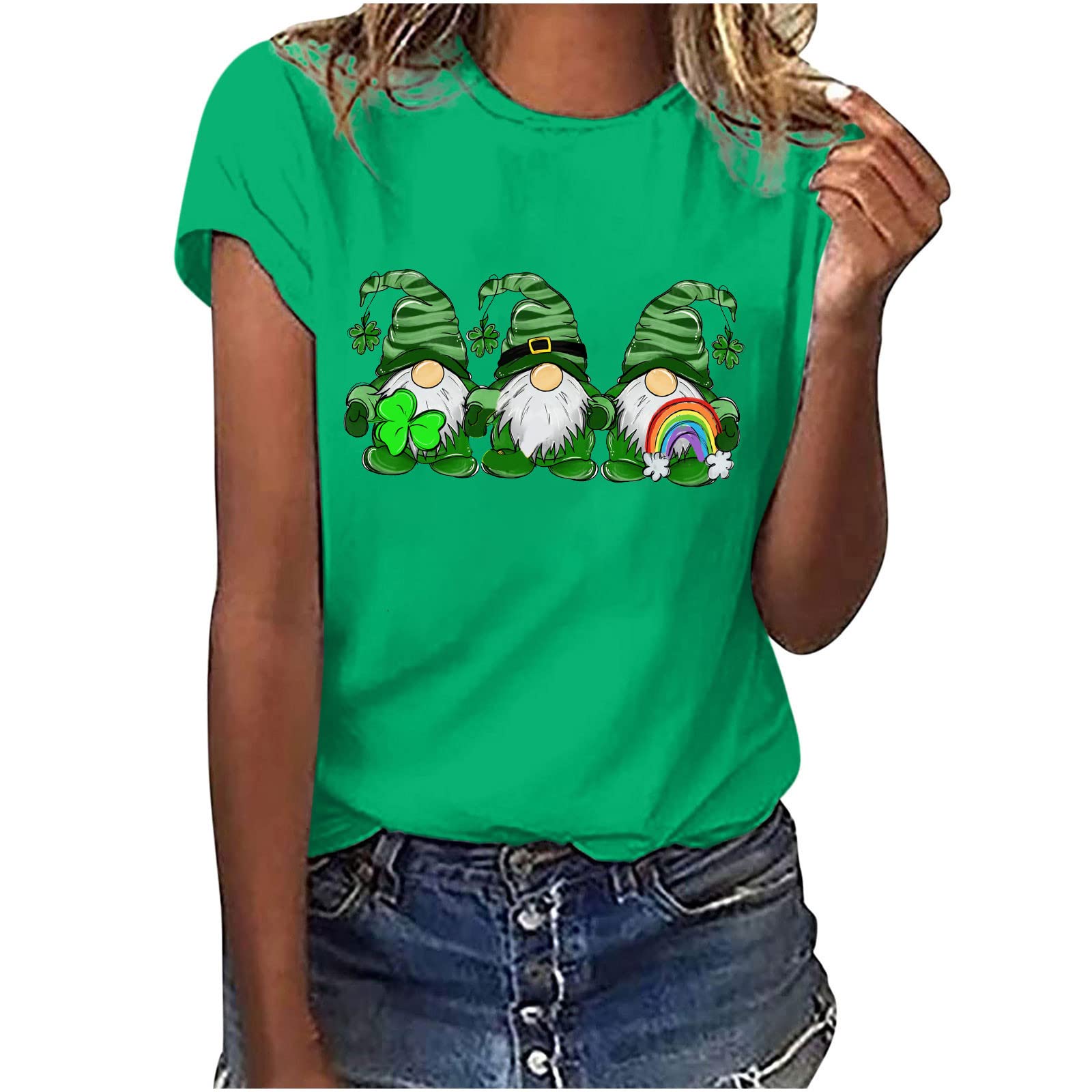 Women's Summer Short Sleeve Graphic Print T-Shirt - Cute St. Patrick's Day Loose Casual Top Blouse | Perfect for Festivals, Parties & Everyday Wear