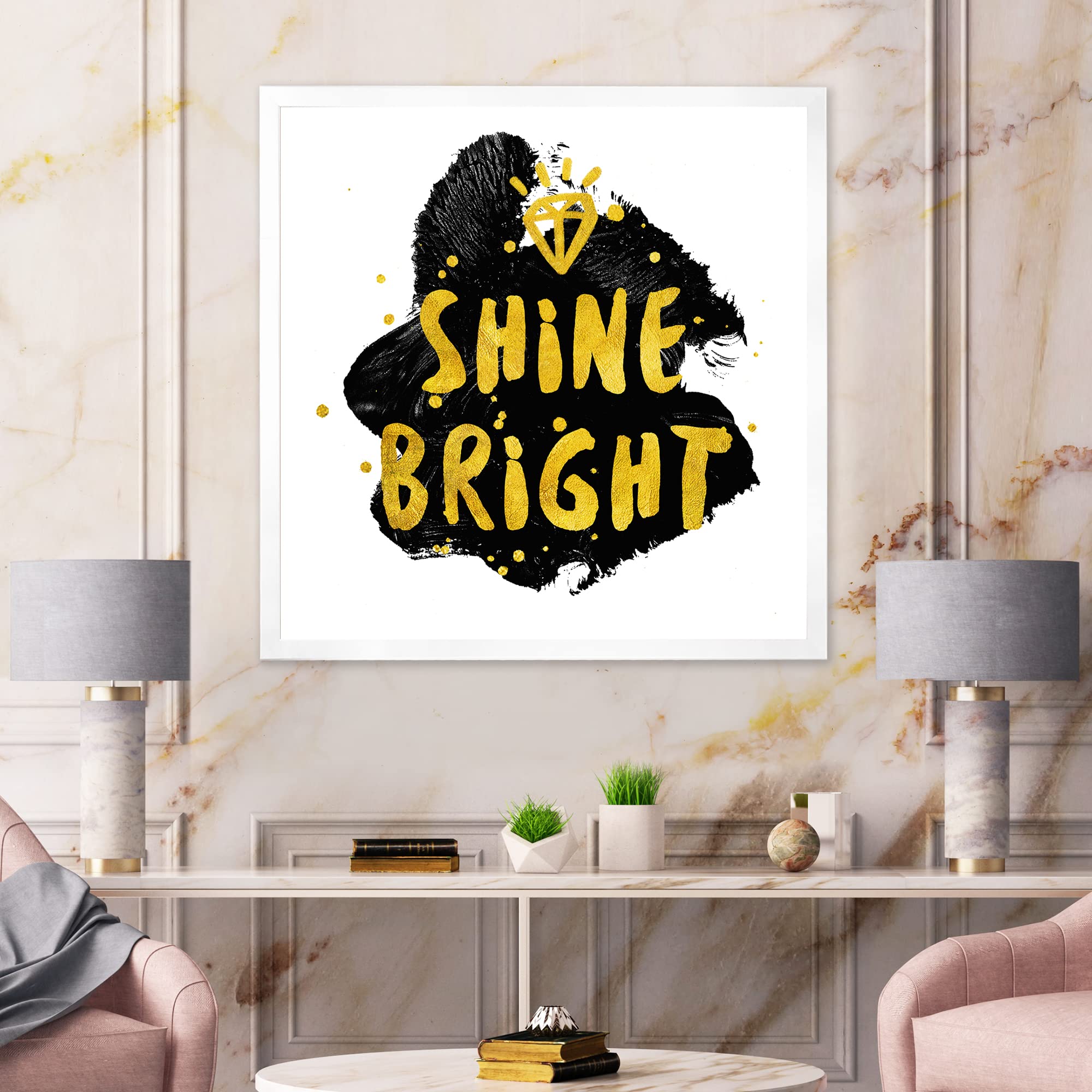 DesignQ Shine Bright Glam Framed Wall Art - Elegant Home Decor for Living Room, Bedroom & Office - Perfect for Modern Interior Design & Gift Giving