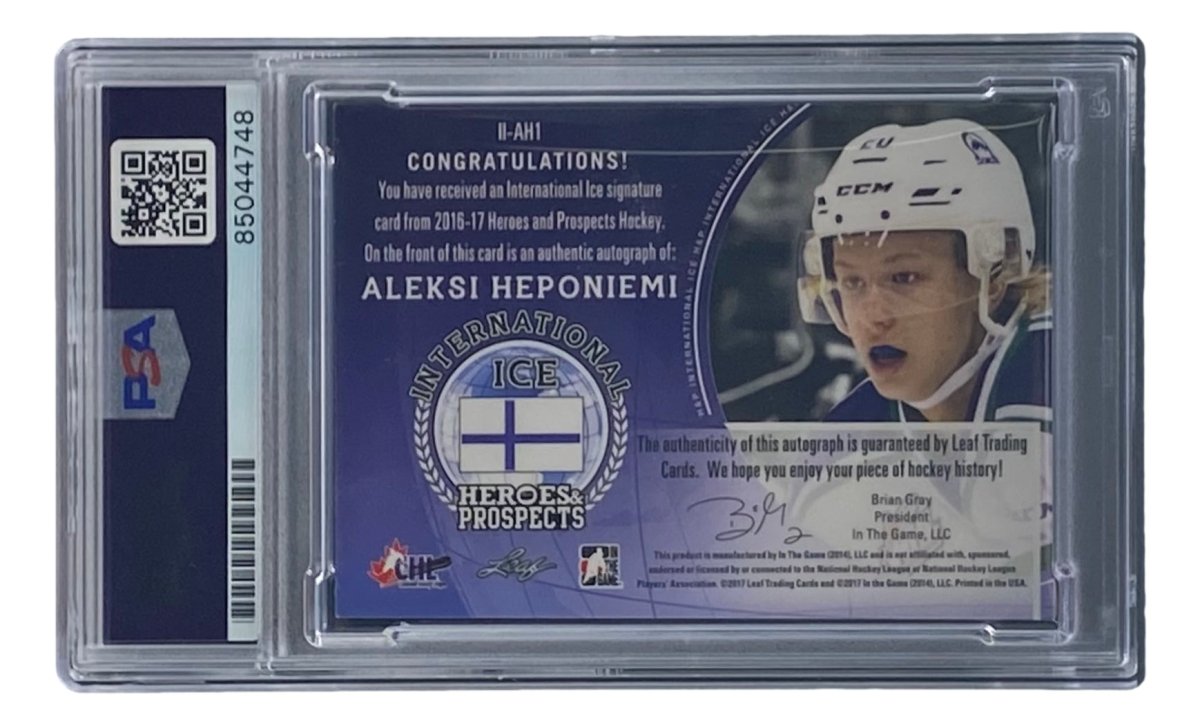 Aleksi Hemponiemi Signed 2017 Leaf #II AH1 Hockey Card PSA/DNA Certified - Collectible Sports Memorabilia for Hockey Fans & Card Collectors