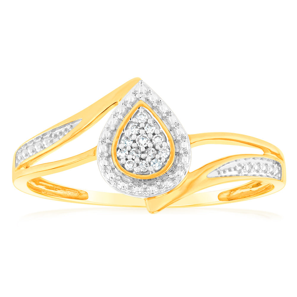 9ct Charming Yellow Gold 13 Diamonds Ring for Women - Elegant Wedding, Engagement & Anniversary Jewelry Gift - Perfect for Special Occasions & Everyday Wear