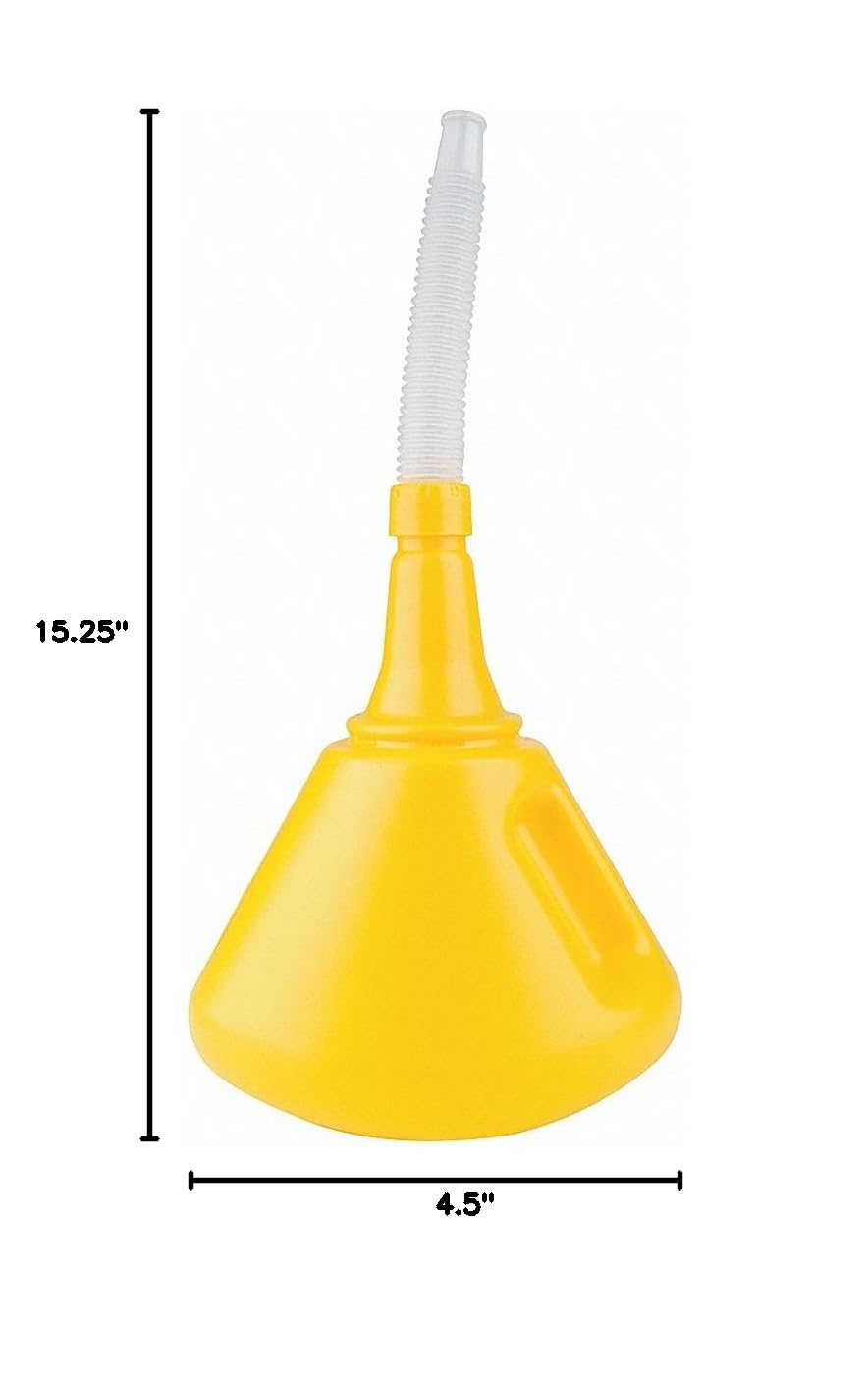 Fast Fill Funnel 2 Quart (64 oz) - Heavy Duty Plastic Kitchen Funnel with Wide Mouth for Easy Pouring - Perfect for Cooking, Baking, Oil Transfer, and DIY Projects (Yellow)