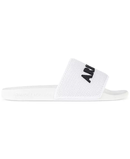 ARMANI EXCHANGE Men's Logo Mesh Slide Sandals - Comfortable Summer Casual Footwear for Beach, Pool & Lounge Wear