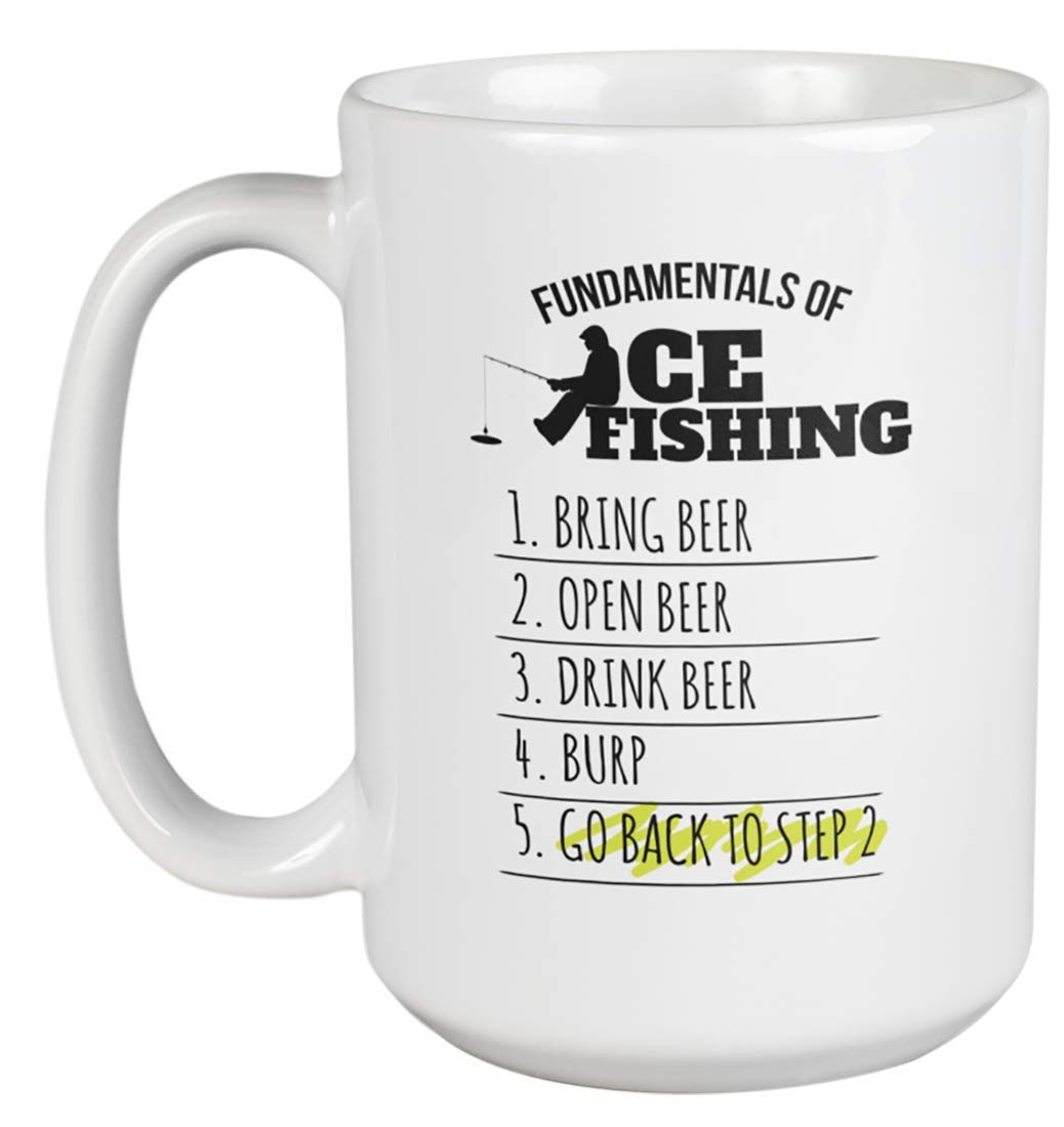 15oz Funny Ice Fishing Sayings Coffee & Tea Mug - Perfect for Anglers & Winter Enthusiasts - Great Gift for Ice Fishing Trips & Cabin Relaxation