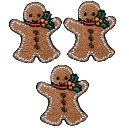 Mini Gingerbread Man Iron On Applique Patch - Christmas Cookie 1-1/8