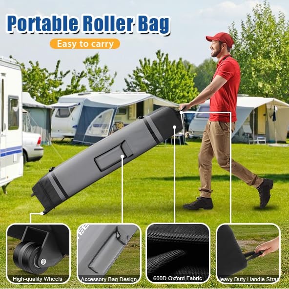 HOTEEL 10x15 Pop Up Canopy Tent - Heavy Duty Hexagonal Frame Gazebo for Outdoor Events, Weddings & Commercial Use | Easy Setup with Roller Bag & Sand Bags | Perfect for Parties, Picnics, Markets & Beach (Khaki)