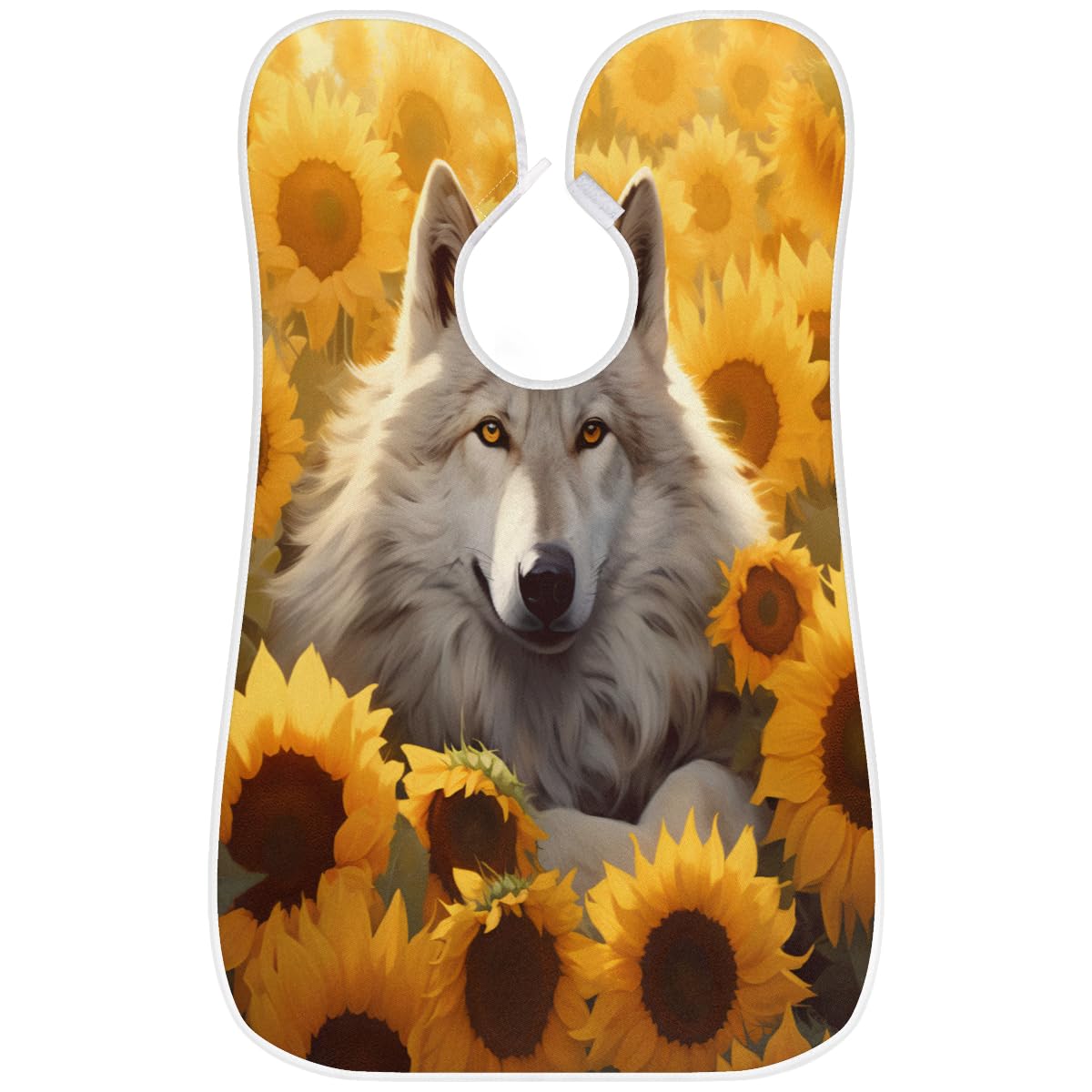 **Stylish Sunflower Wolf Print Beard Shaving Bib for Men - Waterproof Makeup & Hair Dye Apron - Artist & Barber Accessories - Sink Hair Catcher - Perfect Gift for Beard Trimming & Haircut**    *(Ideal for Barbershops, Home Grooming, Salon Styling & DIY Hair Coloring)*