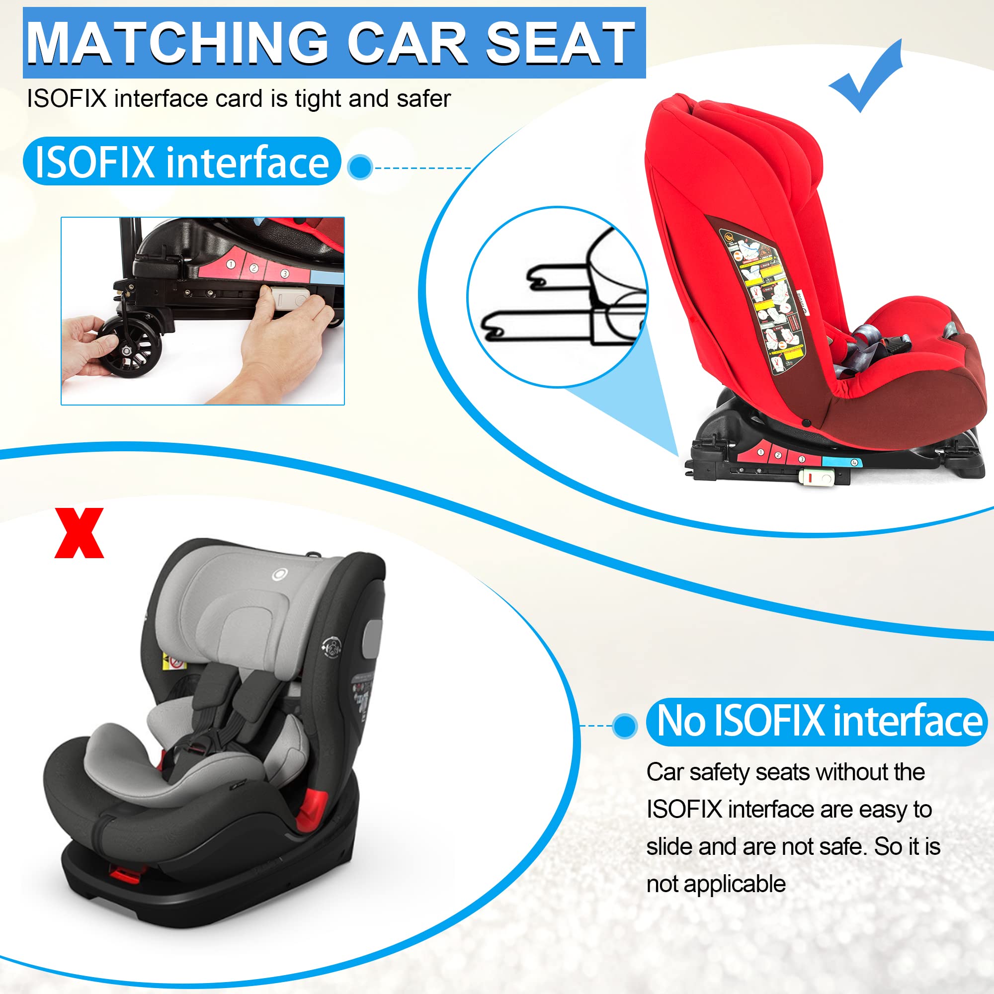 AKOZLIN Travel Airport Toddler Cart - Universal ISOFIX Car Seat Stroller with Adjustable Belt | Lightweight Foldable Luggage Dolly for Airports, Shopping & Family Outings | Perfect for Toddlers 1-3 Years Old