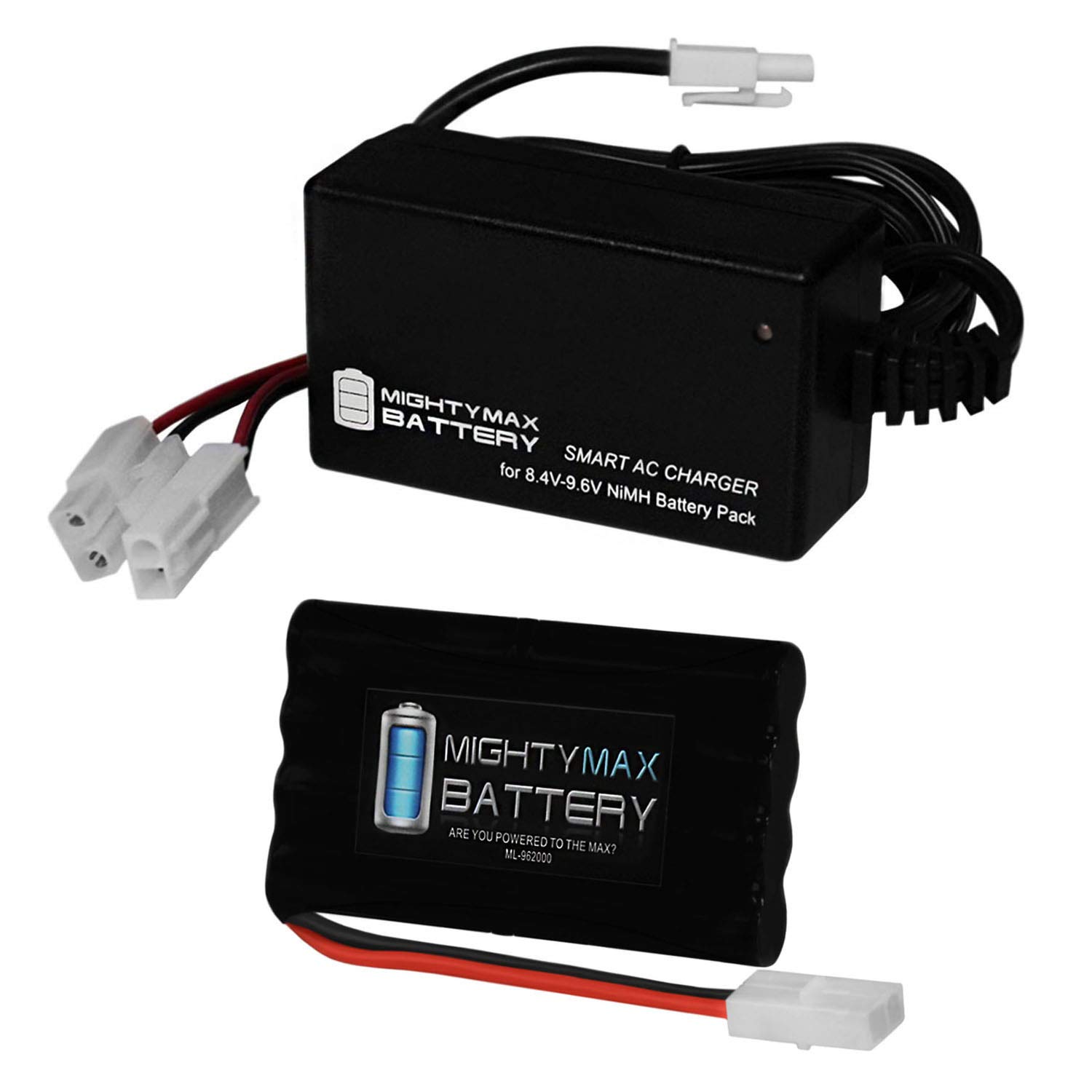 Mighty Max 9.6V 2000mAh NiMH Rechargeable Battery Pack with Charger for Tonka XT Ricochet Stunt RC Car - Perfect for Off-Road RC Adventures and Extended Playtime