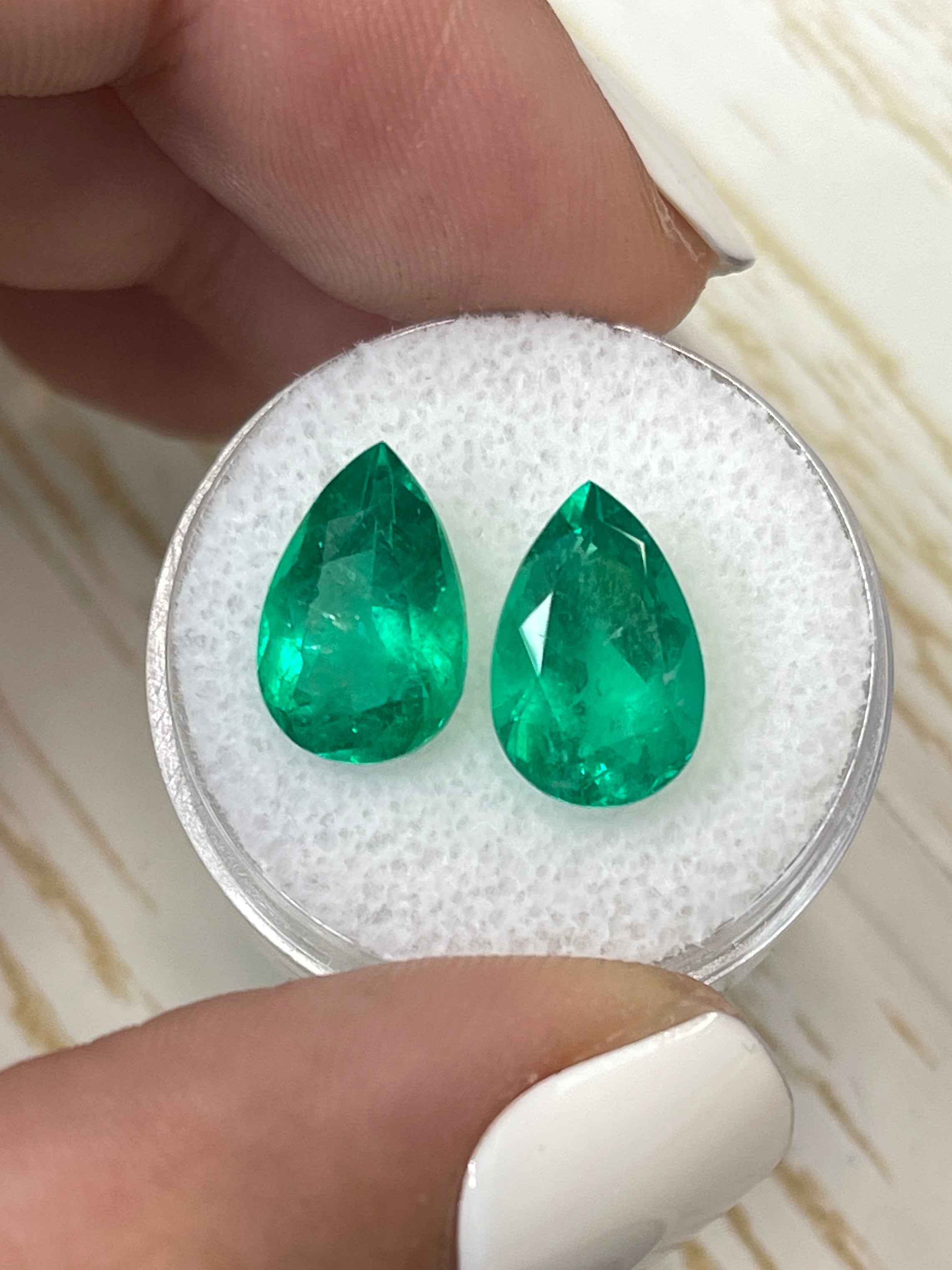 6.37tcw 12.5x8mm Pear Cut Loose Colombian Emeralds - Muzo Green Gemstones for Jewelry Making, Engagement Rings & Luxury Gifts