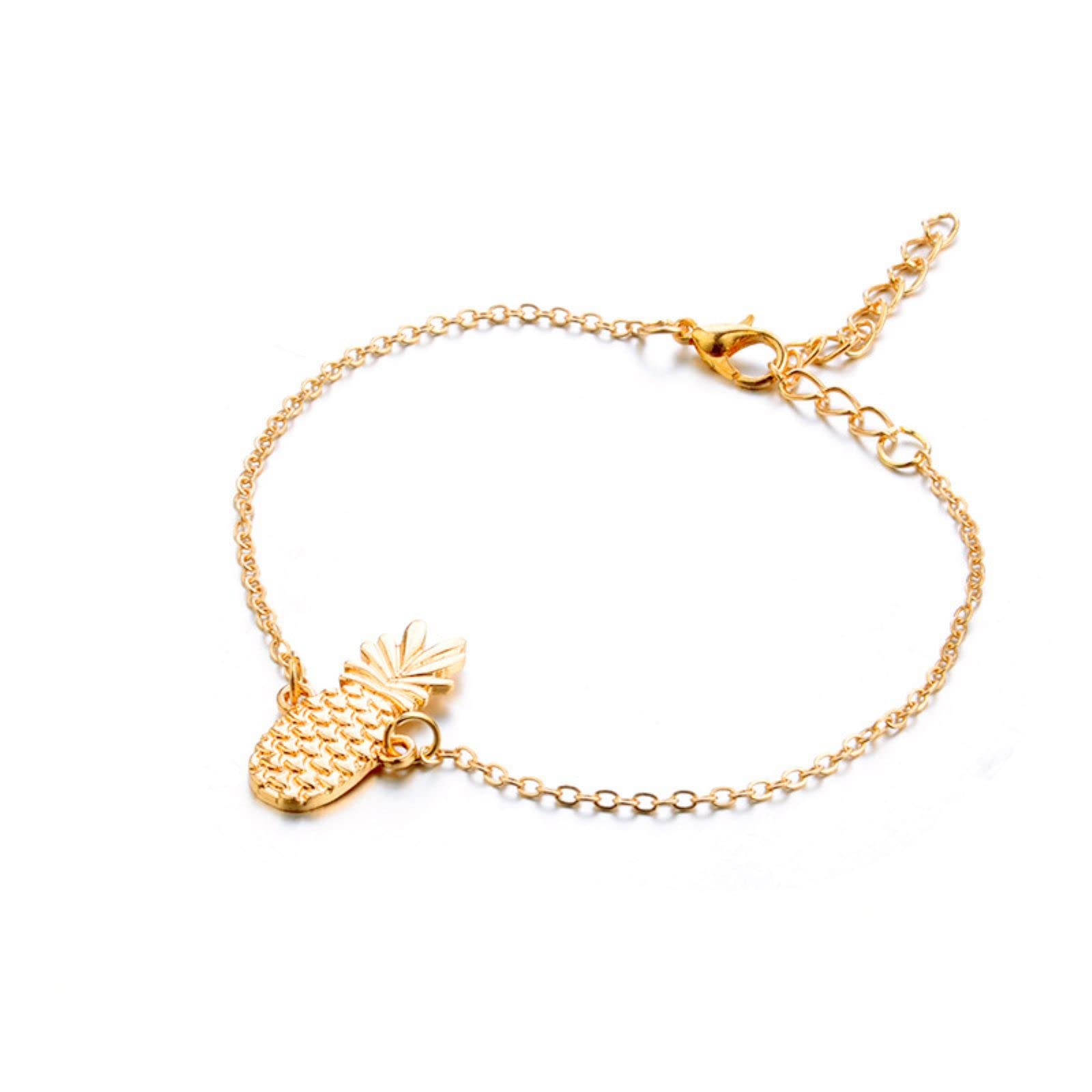 Lucky Angel Bohemian Crystal Pineapple Anklet for Women - Vintage Boho Shell Chain Ankle Bracelet - Perfect for Beach, Summer & Festival Jewelry