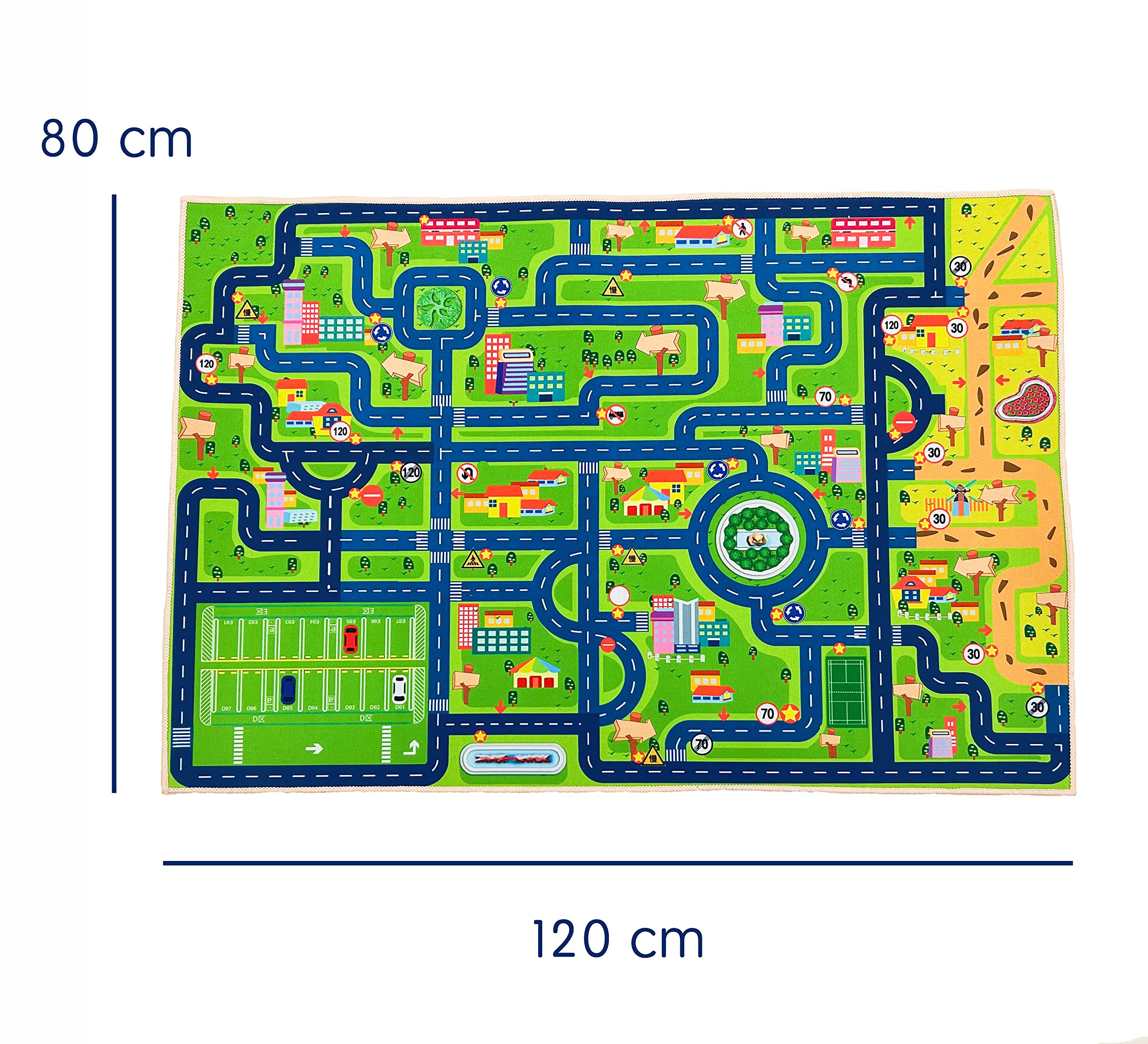 Kids Play Rug - City Road Map Carpet Mat for Boys & Toddlers | 31.5