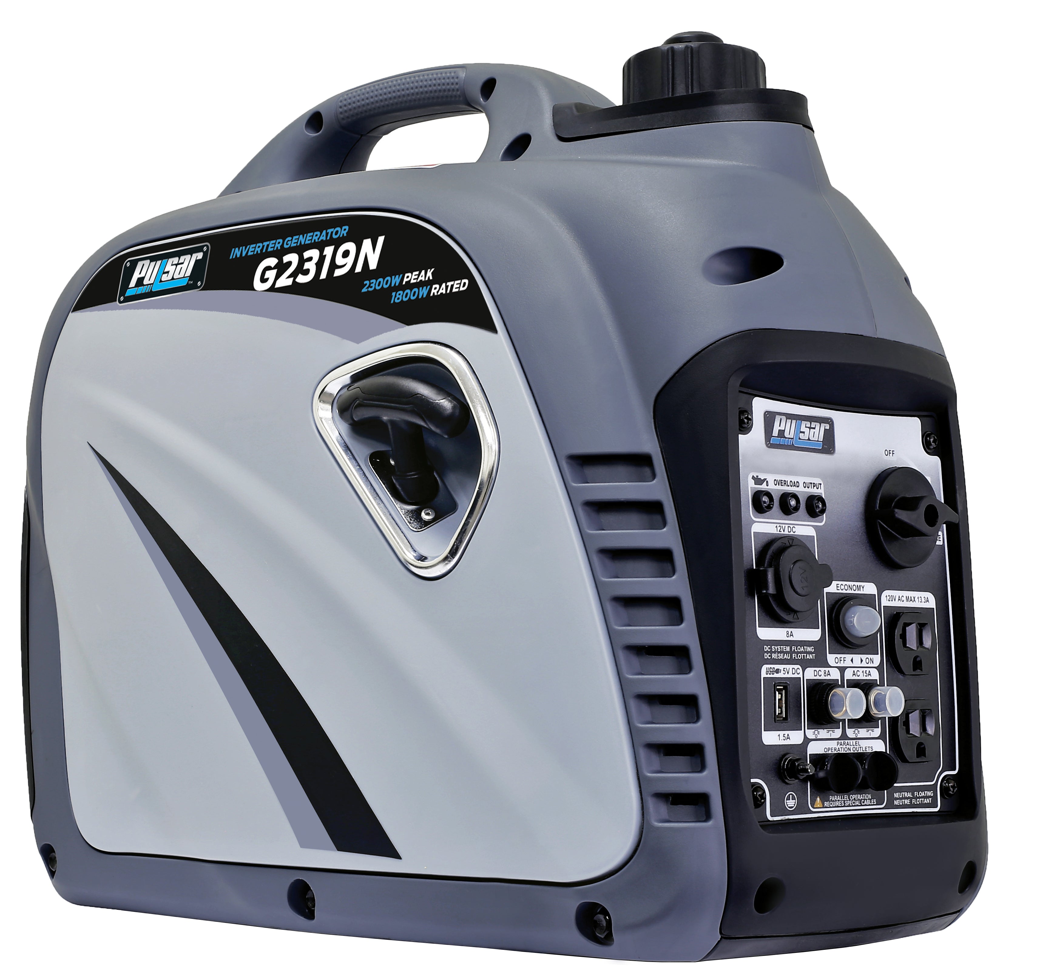 Pulsar 2300W Portable Gas Powered Quiet Inverter Generator with Parallel Capability - G2319N - Perfect for Camping, RV Trips & Emergency Power Backup