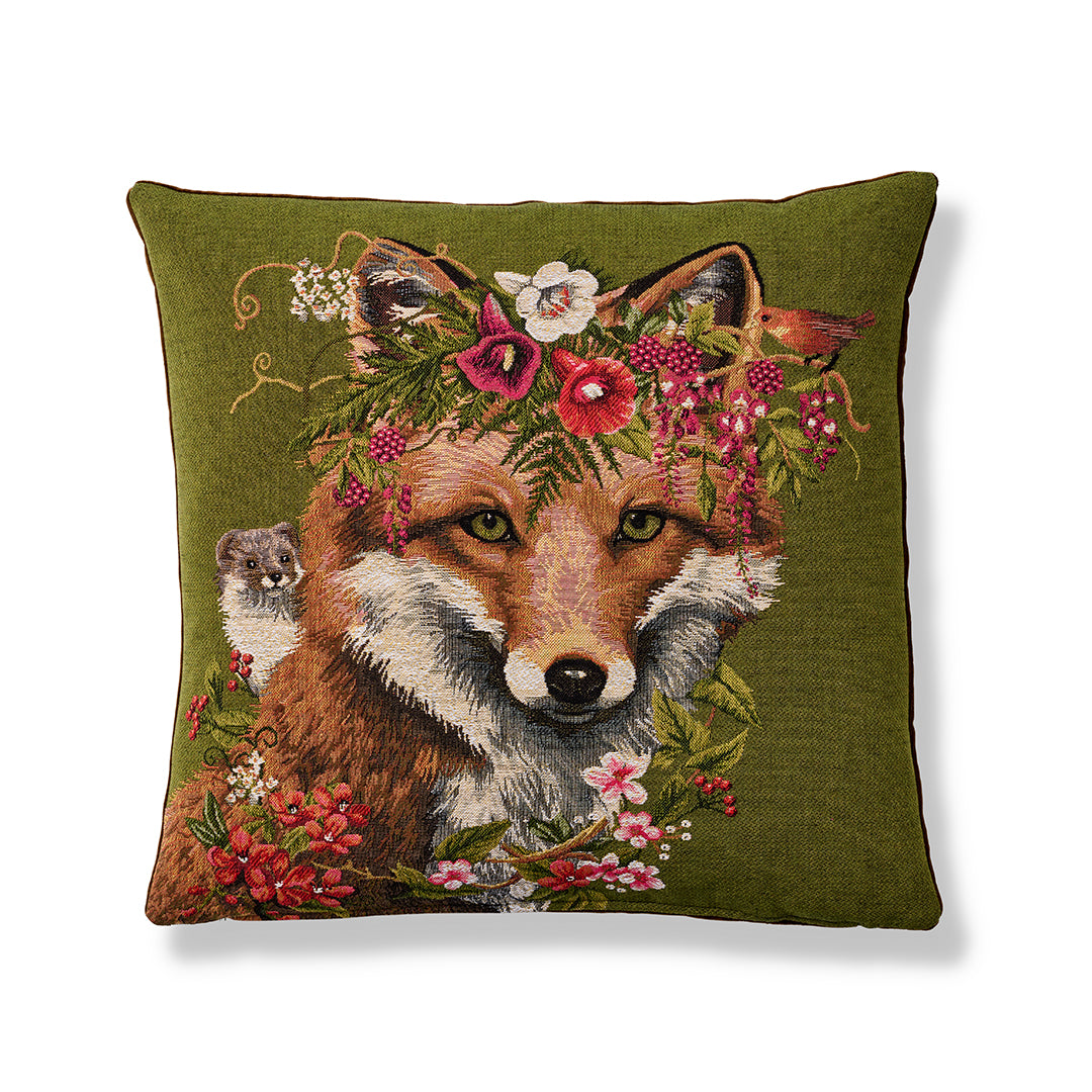 Spring Woodland Fox Pillow - Soft Decorative Throw Pillow for Couch, Bed, Nursery - Cozy Home Decor & Gift Idea