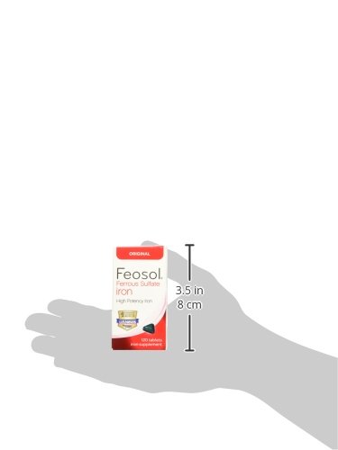 Feosol Original Iron Supplement Tablets - 325mg Ferrous Sulfate (65mg Elemental Iron) per Pill, 120 Count (4 Month Supply) - Non-Heme Iron for Energy & Immune Support - Made in USA - Ideal for Anemia Prevention & Fatigue Relief