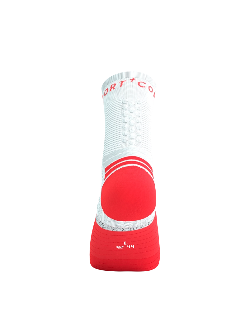 Compressport Unisex Pro Marathon Running Socks V2.0 - High Performance Athletic Socks for Men & Women - Breathable Cushioned Compression Socks for Long Distance Running, Cycling & Triathlon - Fluorescent Red/White Design