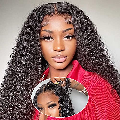 SDamey Glueless Wear & Go Human Hair Wig 24 Inch - Pre Plucked Deep Wave Lace Front Wig with Baby Hair, 4x4 Closure No Glue Needed for Women | Perfect for Beginners, Daily Wear & Special Occasions
