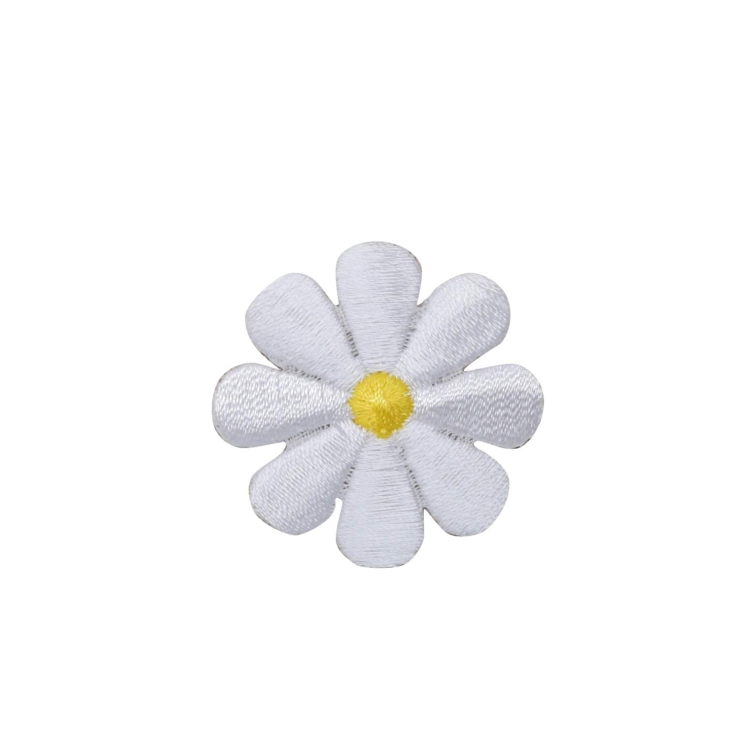 Daisy Embroidered Iron On Patch - 2 Inch White Floral Sew On Patch for DIY Crafts, Jackets, Backpacks & Denim - 1 Piece