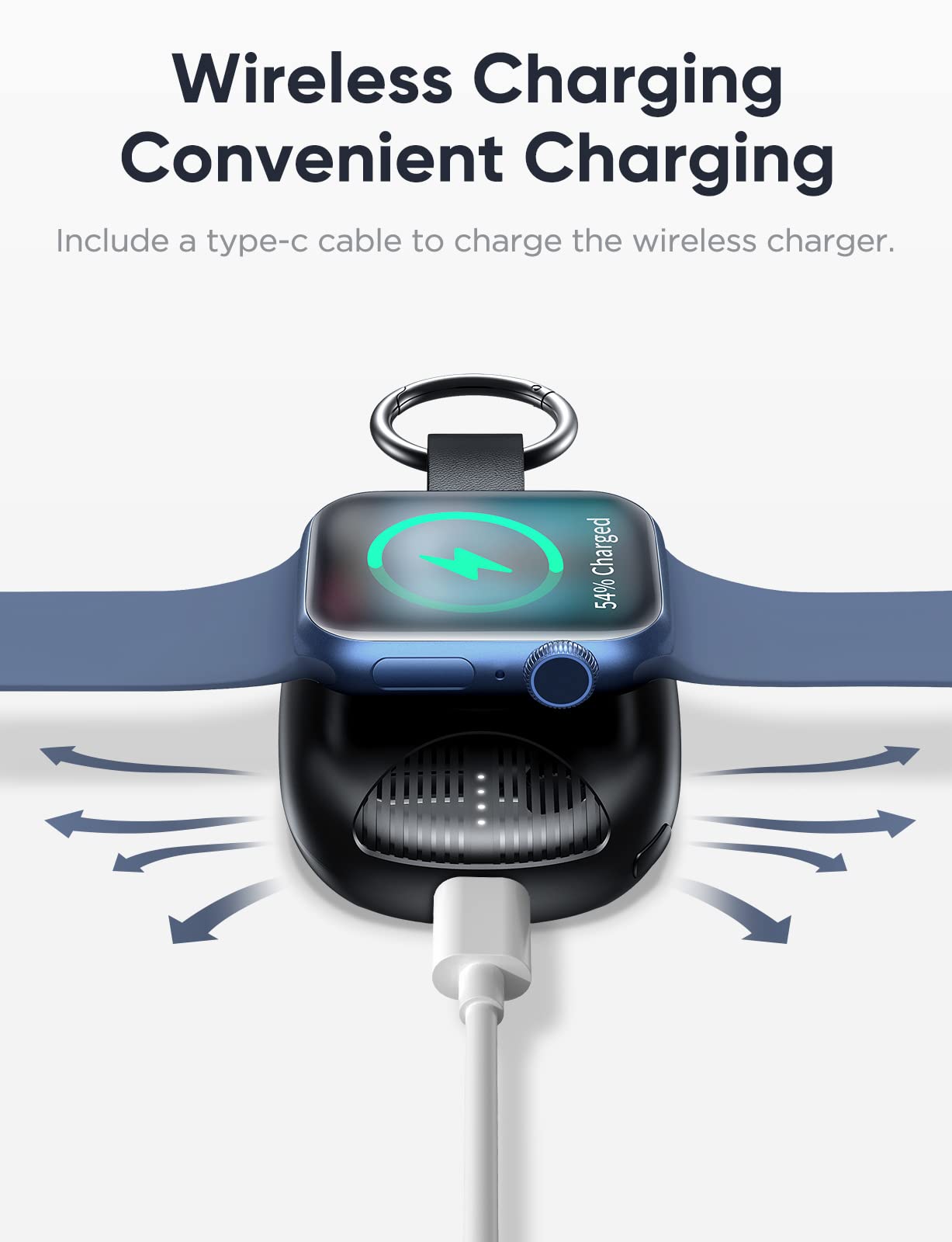 Portable Magnetic Keychain Charger for Apple Watch - 1000mAh Power Bank | Apple Watch Accessories | Perfect for Travel, Gym & Outdoor Activities