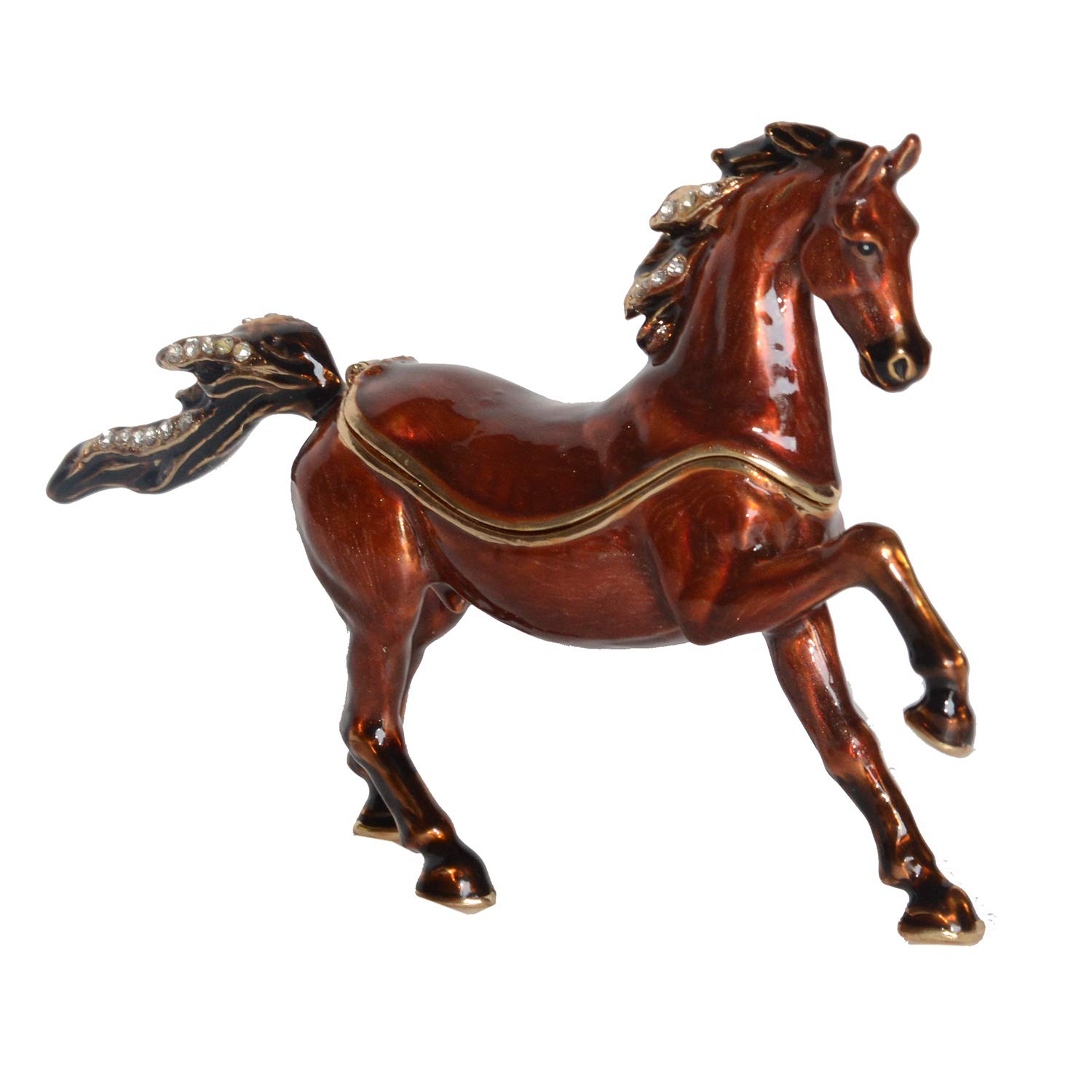 Hand-Painted Arabian Horse Trinket Box - Decorative Jewelry Storage with Hinged Lid, Ring & Earring Holder - Perfect for Home Decor, Gift Giving & Collectible Display
