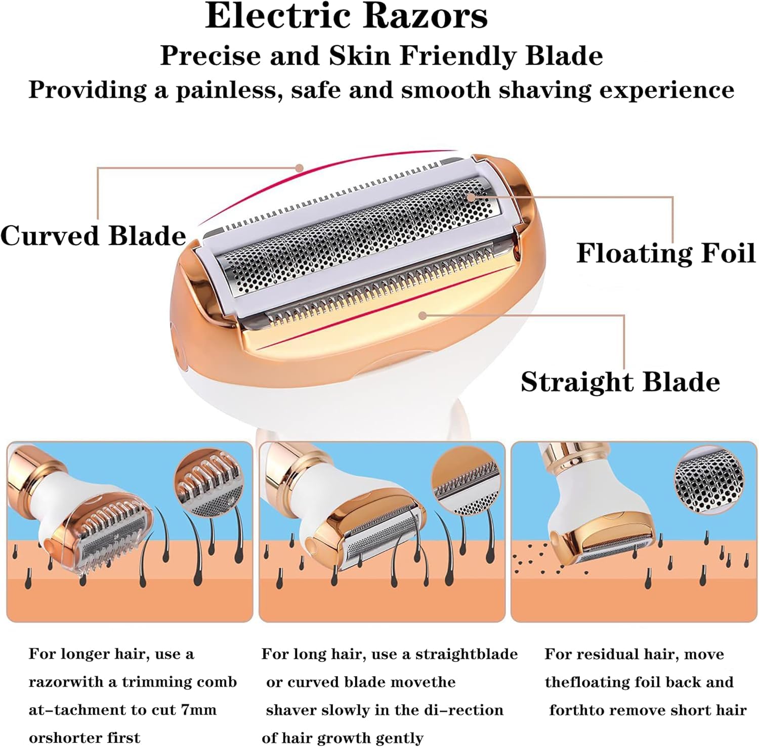 Best Women's Electric Razor & Bikini Trimmer - 4-in-1 Rechargeable Lady Shaver for Face, Underarms, Legs & Pubic Hair - Portable Hair Removal for Smooth Skin at Home & Travel