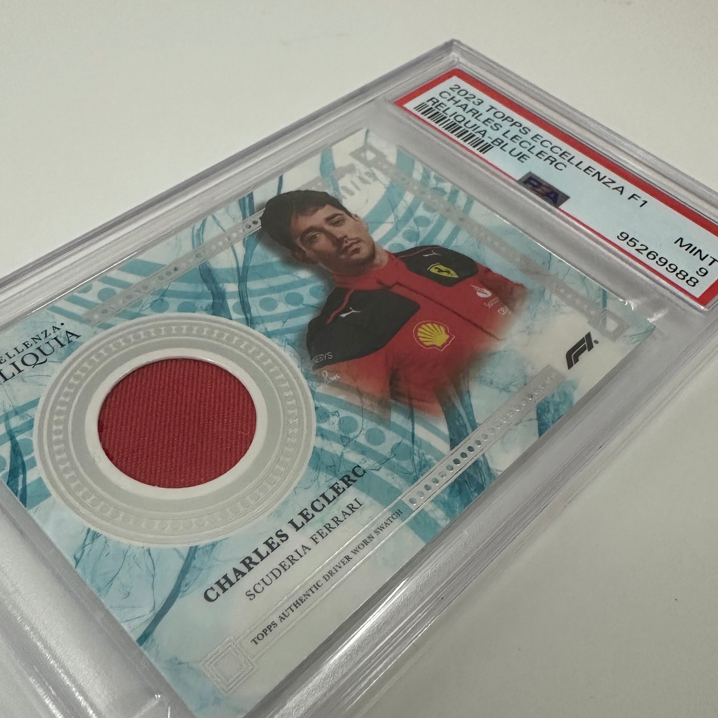 PSA 9 Graded 48/49 Charles Leclerc Blue 2023 Topps Eccellenza Relic Card - Perfect for F1 Collectors and Racing Memorabilia Displays