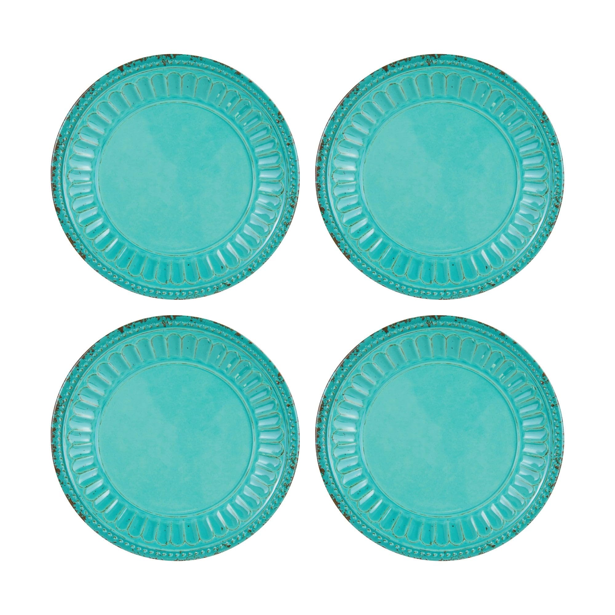 UPware Chateau Melamine Round Dessert Plates – 6 Inch Small Serving Plates Set of 4, Turquoise – Perfect for Appetizers, Snacks, Side Dishes, Parties, and Casual Dining