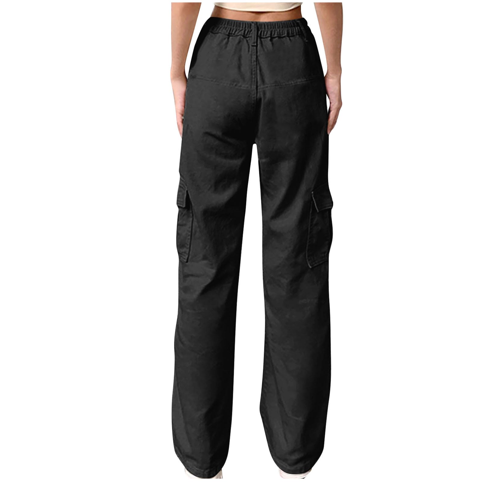 Women's High Waisted Cargo Pants - Stretchy Baggy Wide Leg Y2K Streetwear with Multiple Pockets | Fashionable Cargo Jeans for Casual Wear, Street Style & Outdoor Activities