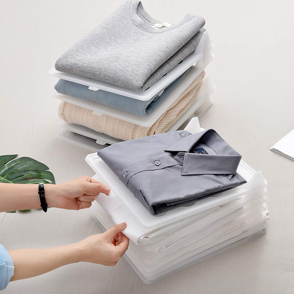 5 Pack Stackable Closet Organizer Drawers - Foldable Clothing Storage Trays for T-Shirts, Laundry & Wardrobe Organization | Effortless Clothes Folding & Filing System for Bedroom, Closet & Dresser