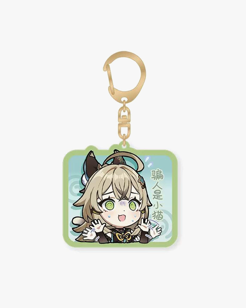 Genshin Impact© Chibi Character Acrylic Keychain Set of 3 - Cute Anime Game Collectibles for Backpacks, Keys & Gifts