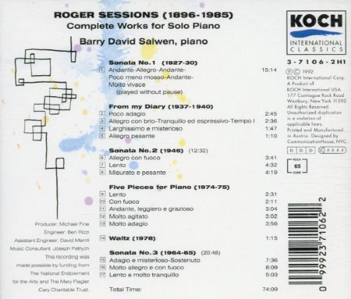 Complete Works for Solo Piano by Sessions: Piano Sonatas Nos. 1-3, From My Diary, Five Pieces & Waltz | Classical Music Sheet for Piano Practice, Performance & Study
