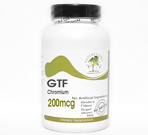 GTF Chromium 200mcg - 200 Capsules | No Additives, Gluten Free | Naturetition Blood Sugar Support Supplement for Diabetes Management & Weight Loss | Supports Healthy Metabolism & Energy Levels