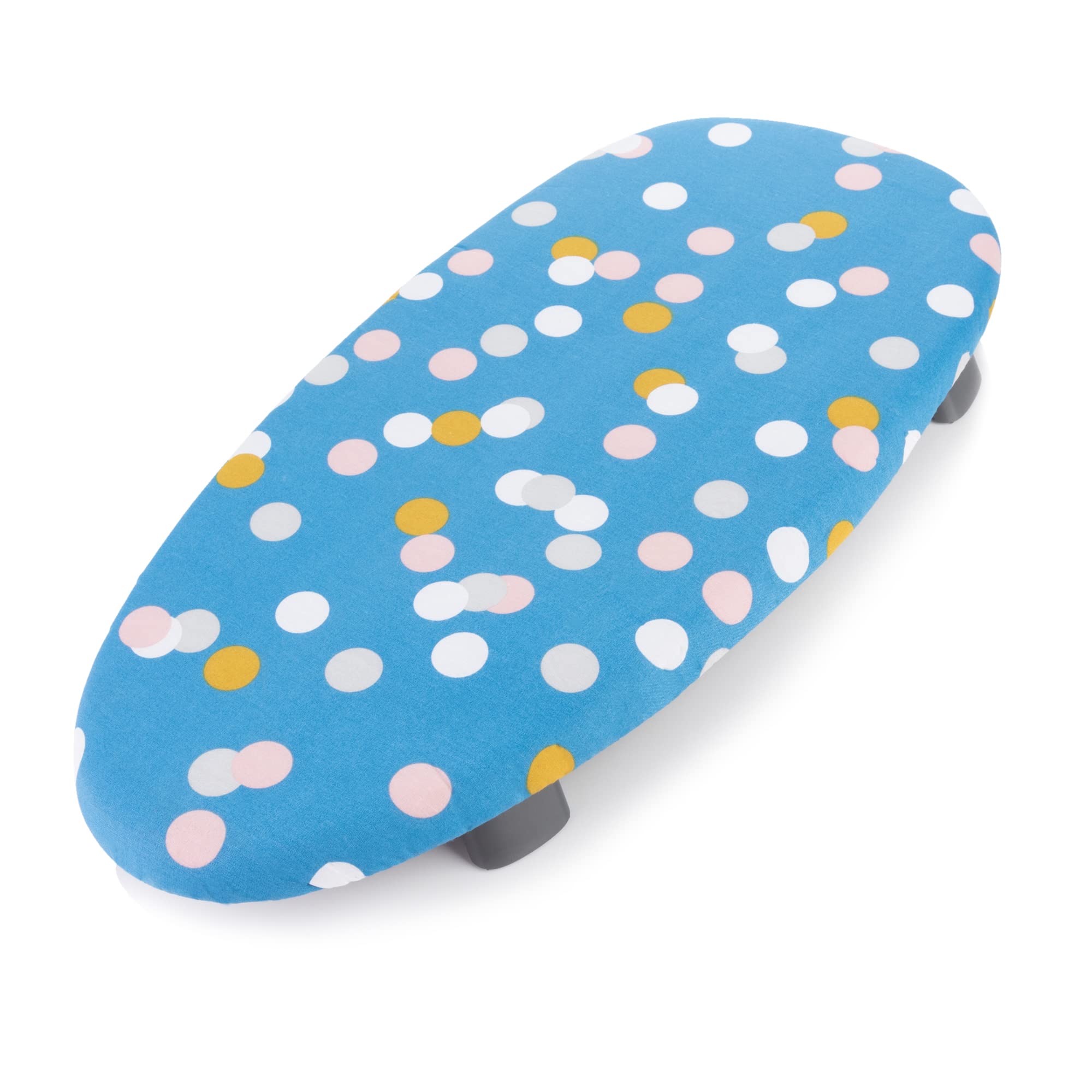 Space Saving Small Ironing Board with Folding Feet - Lightweight Compact Mini Ironing Table for Small Spaces - Minky Homecare Therma-Lite Table Top Ironing Board (Blue Spots, 27.5 x 13.3) - Perfect for Apartments, Dorms, Travel & Quick Ironing Tasks