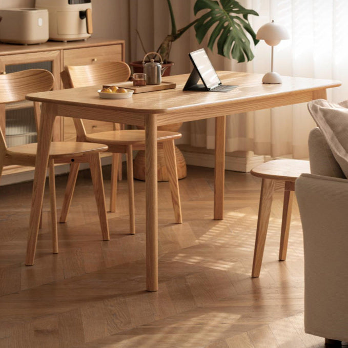 Solid Oak Wood Modern Rectangular Dining Table - Rustic Farmhouse Style for Kitchen, Dining Room & Small Spaces | Durable & Stylish Home Furniture