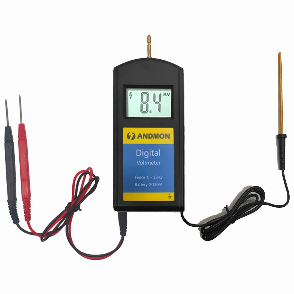 Digital Electric Fence Voltage Tester 250-19900V with LCD Display - Battery Testing Tool for Electric Fences - Perfect for Gardening, Farm Fencing, and Livestock Protection