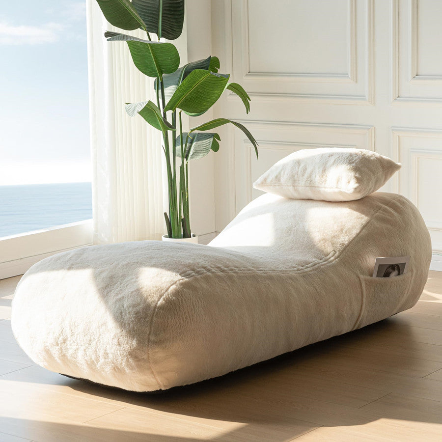 MAXYOYO Oversized Bean Bag Couch with Removable Pillow - Gaming Chair & Lounge Sofa for Adults - Soft Beige Fabric - Perfect for Game Rooms, Dorm Rooms & Living Room Relaxation