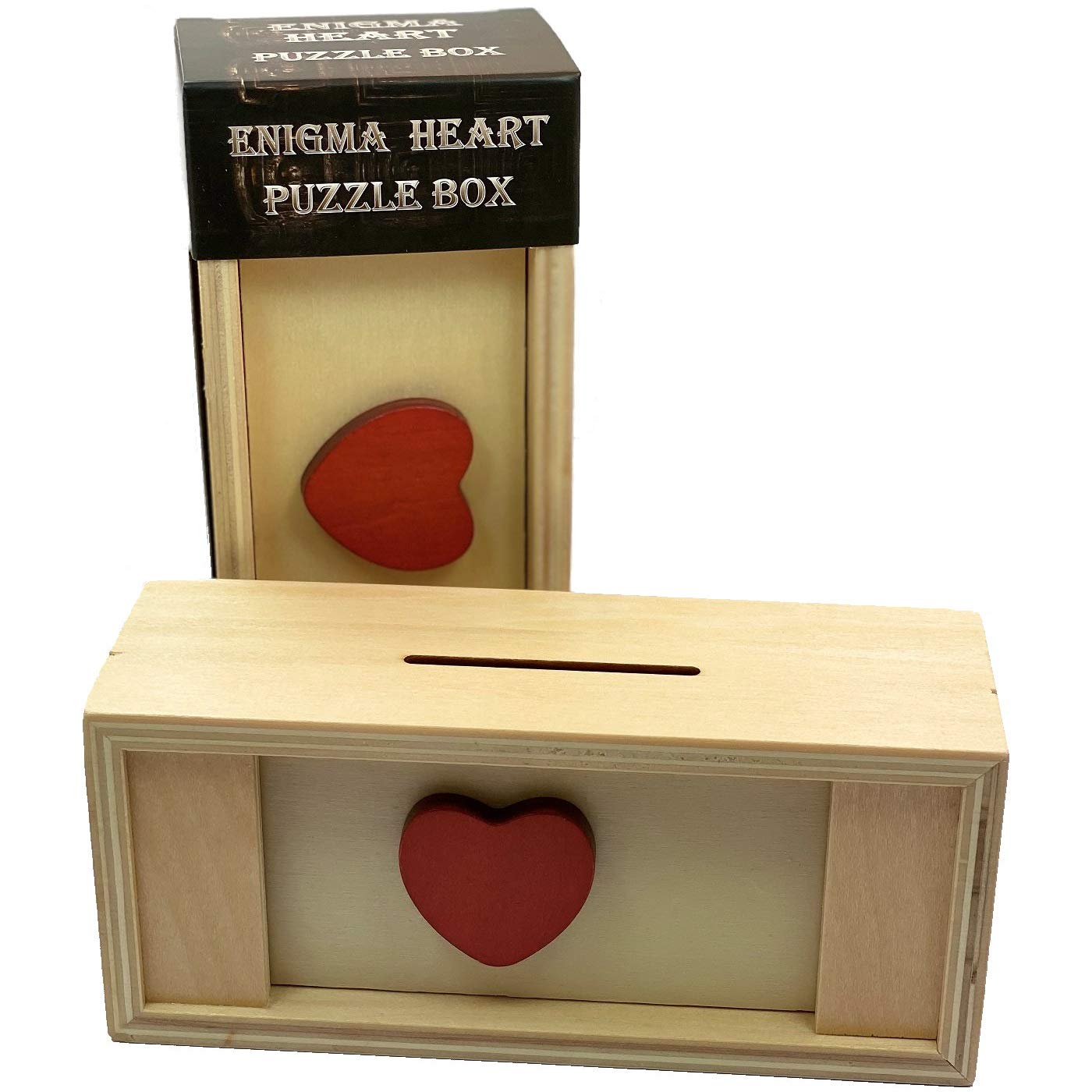 Enigma Secret Puzzle Box Heart - Wooden Brain Teaser Gift Box for Valentine's Day, Birthday & Anniversary - Perfect for Romantic Surprises & Money Gifts