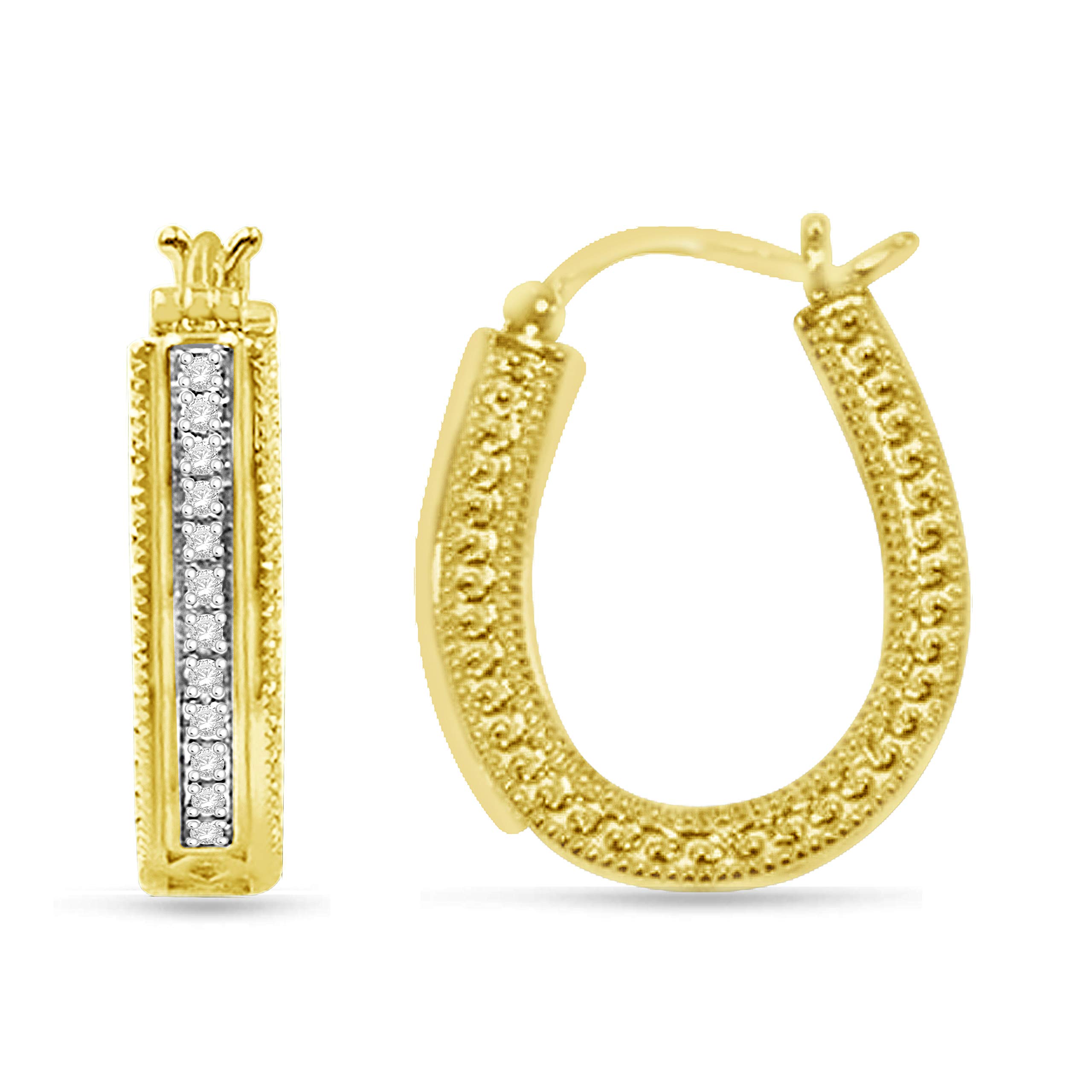 Natalia Drake 1/10 Cttw Diamond Filigree Hoop Earrings - 925 Sterling Silver Women's Jewelry for Everyday Wear & Special Occasions