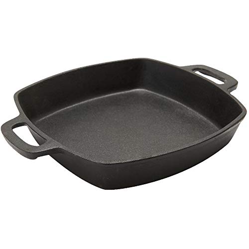 GrillPro 91658 Cast Iron Square Grill Pan - Heavy Duty Pre-Seasoned Skillet for Searing, Baking & Frying - Perfect for Outdoor BBQ, Camping & Stovetop Cooking